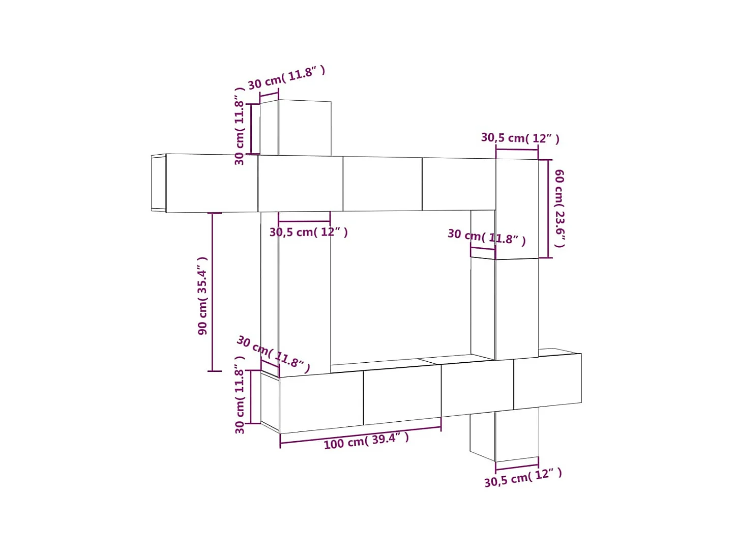 9-tlg. TV-Schrank-Set Weiß Holzwerkstoff