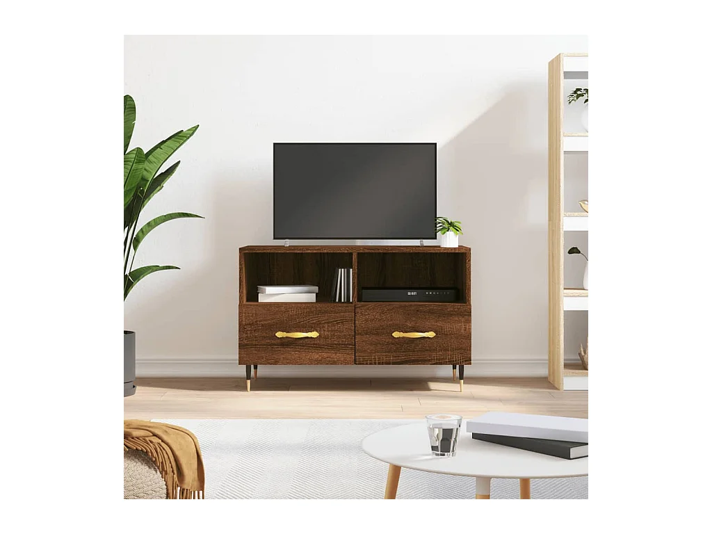 Tv-meubel 80x36x50 cm bewerkt hout bruin eikenkleur