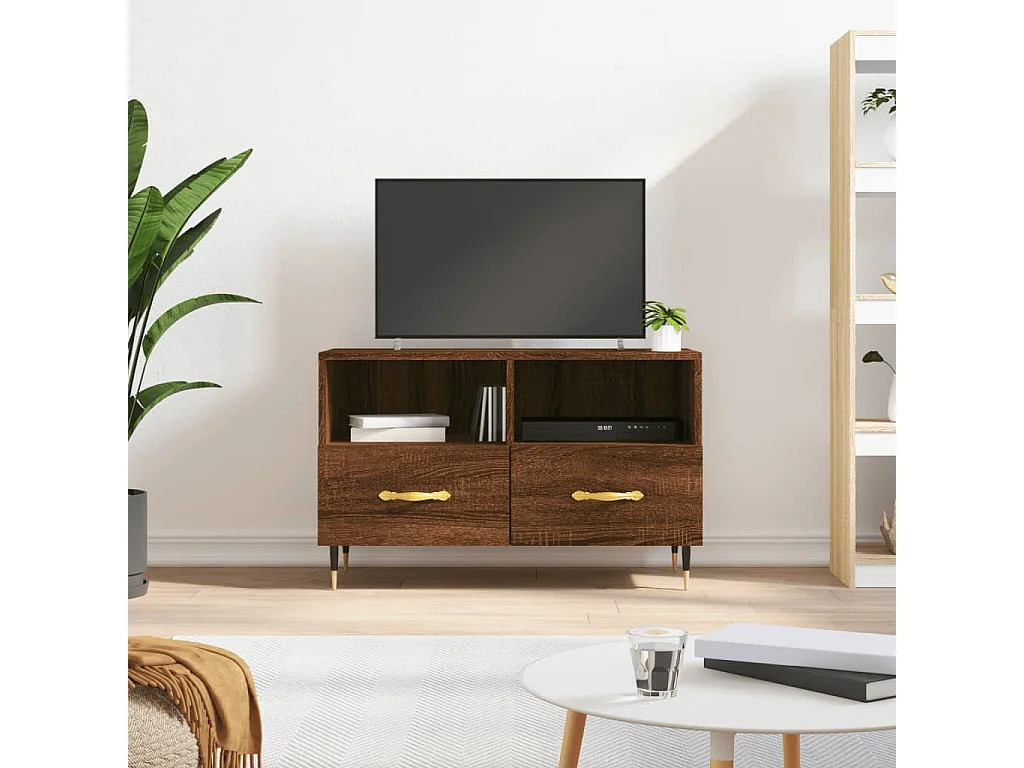 Meuble TV Chêne marron 80x36x50 cm Bois d'ingénierie