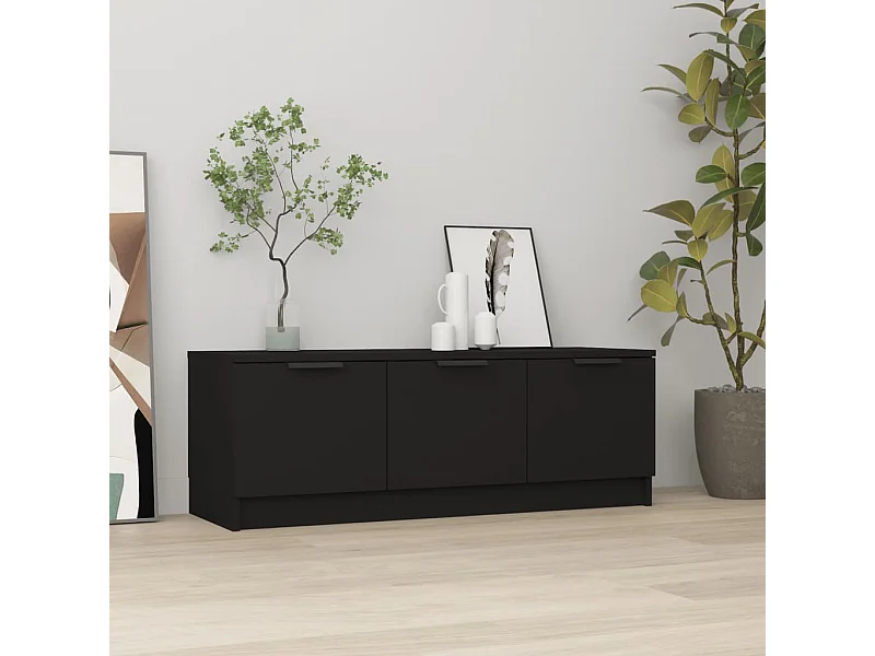 Meuble TV Noir 102x35x36,5 cm Bois d'ingénierie