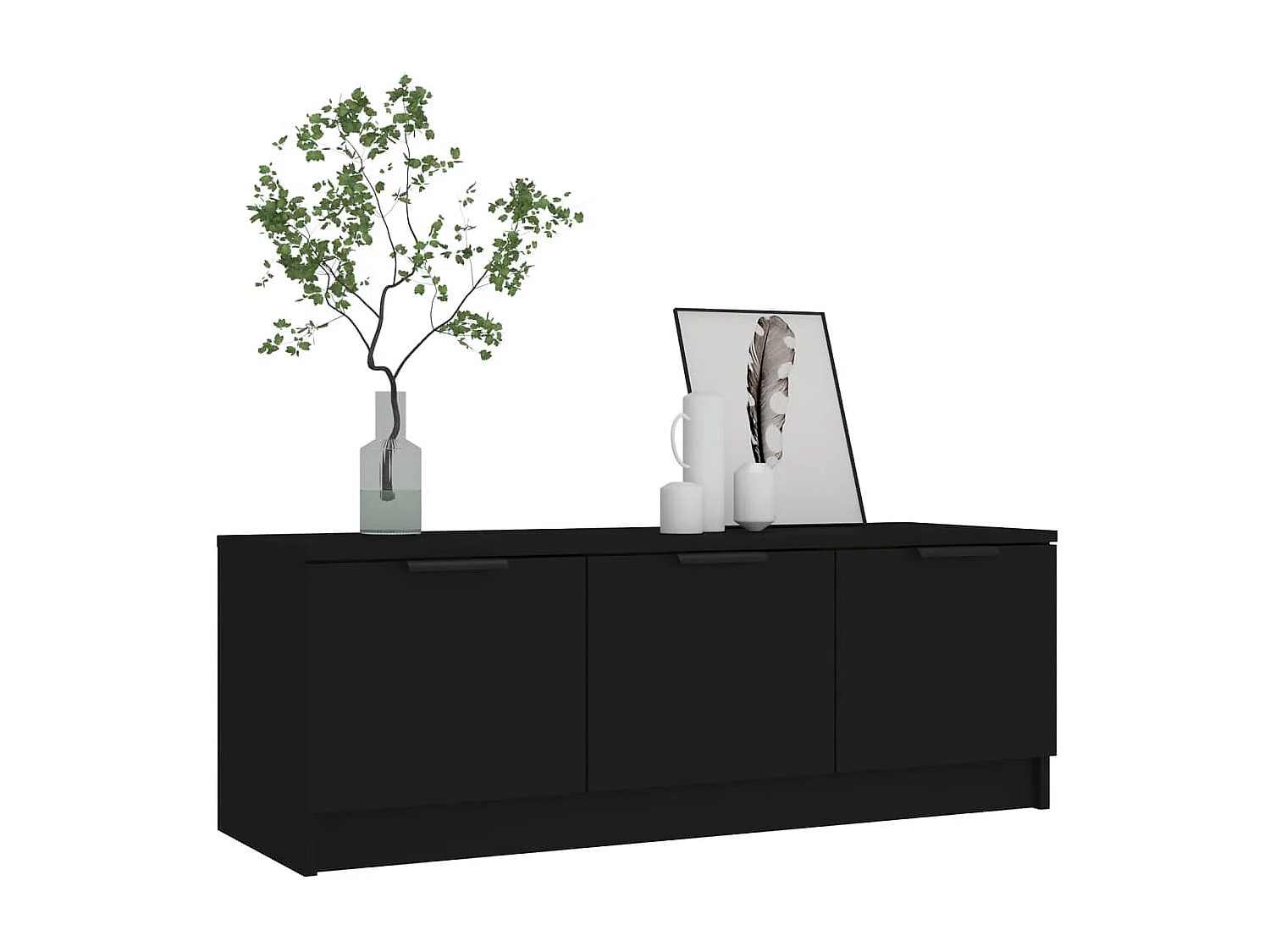 Meuble TV Noir 102x35x36,5 cm Bois d'ingénierie