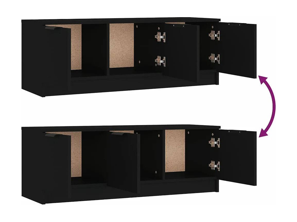 Meuble TV Noir 102x35x36,5 cm Bois d'ingénierie