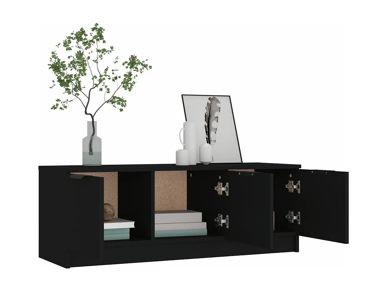 Meuble TV Noir 102x35x36,5 cm Bois d'ingénierie