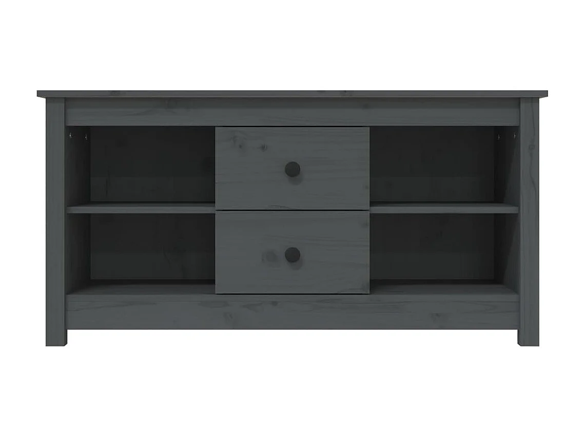 Mobile Porta TV Grigio 103x36,5x52 cm in Legno Massello di Pino