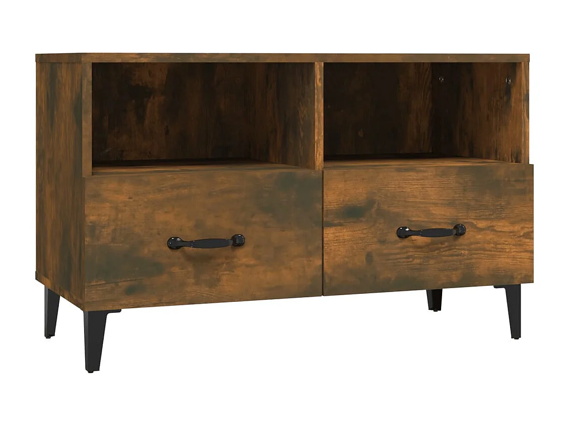 Mobile Porta TV Rovere Fumo 80x36x50 cm in Legno Multistrato