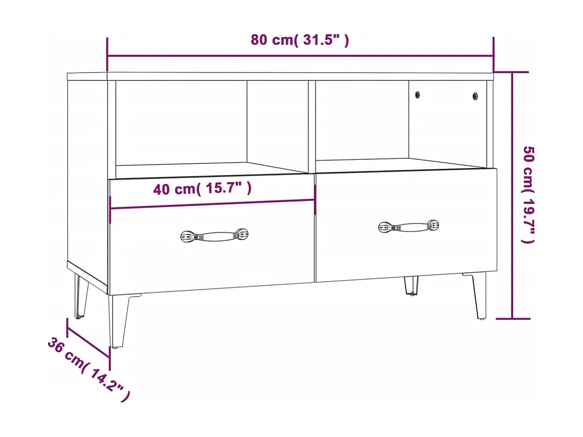 Mobile Porta TV Rovere Fumo 80x36x50 cm in Legno Multistrato