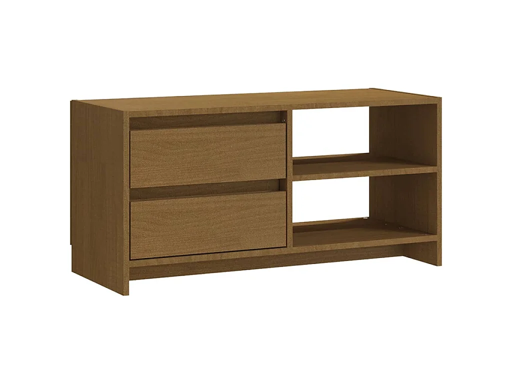 Mueble para TV de madera maciza pino marrón miel 80x31x39 cm