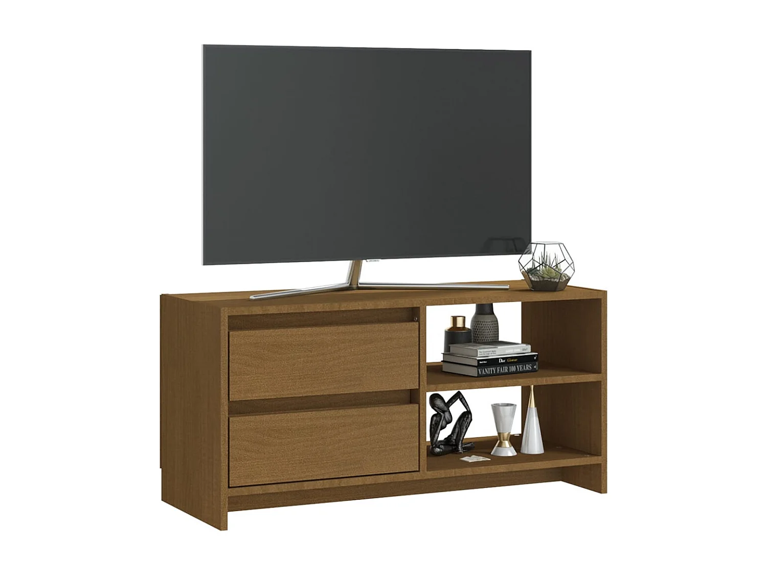 Mueble para TV de madera maciza pino marrón miel 80x31x39 cm
