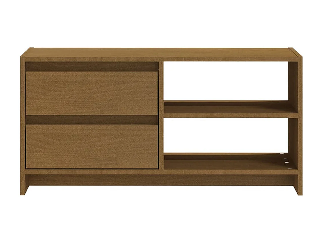 Mueble para TV de madera maciza pino marrón miel 80x31x39 cm