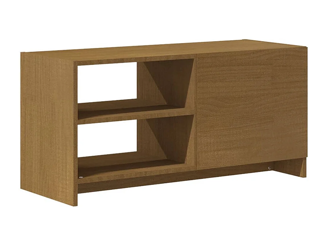 Mueble para TV de madera maciza pino marrón miel 80x31x39 cm