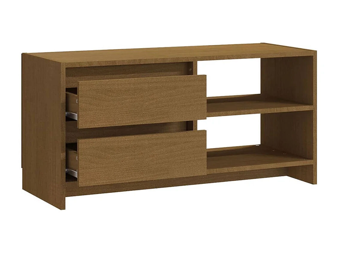 Mueble para TV de madera maciza pino marrón miel 80x31x39 cm