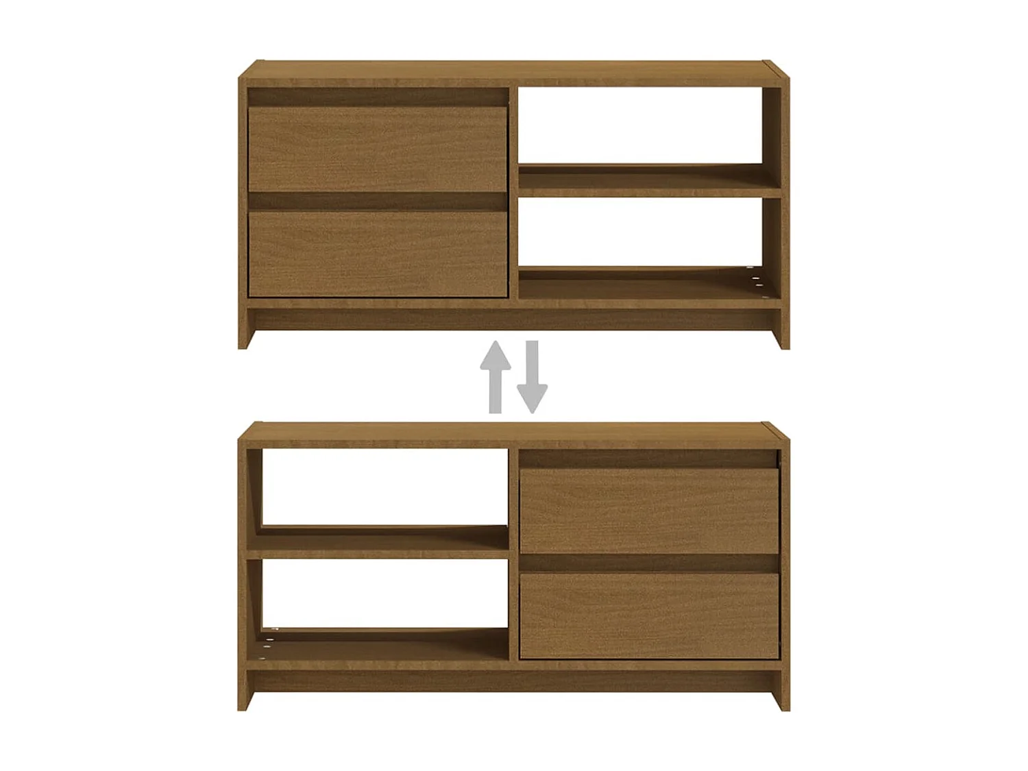 Mueble para TV de madera maciza pino marrón miel 80x31x39 cm