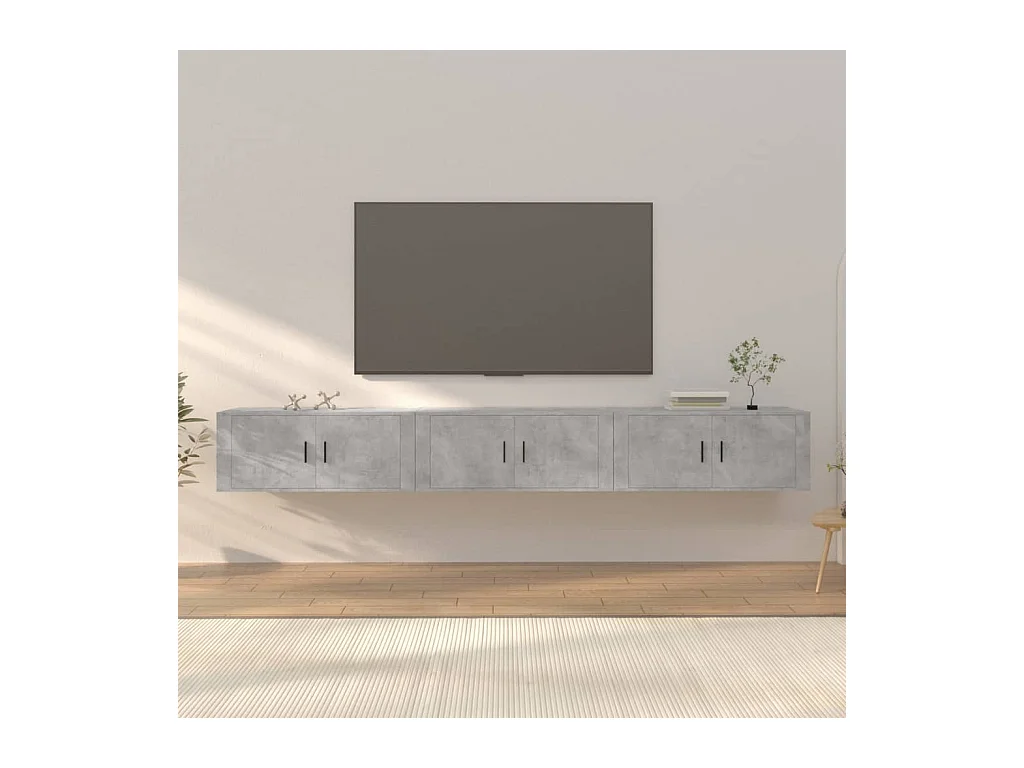 Meubles TV muraux 3 pcs gris béton 100x34,5x40 cm