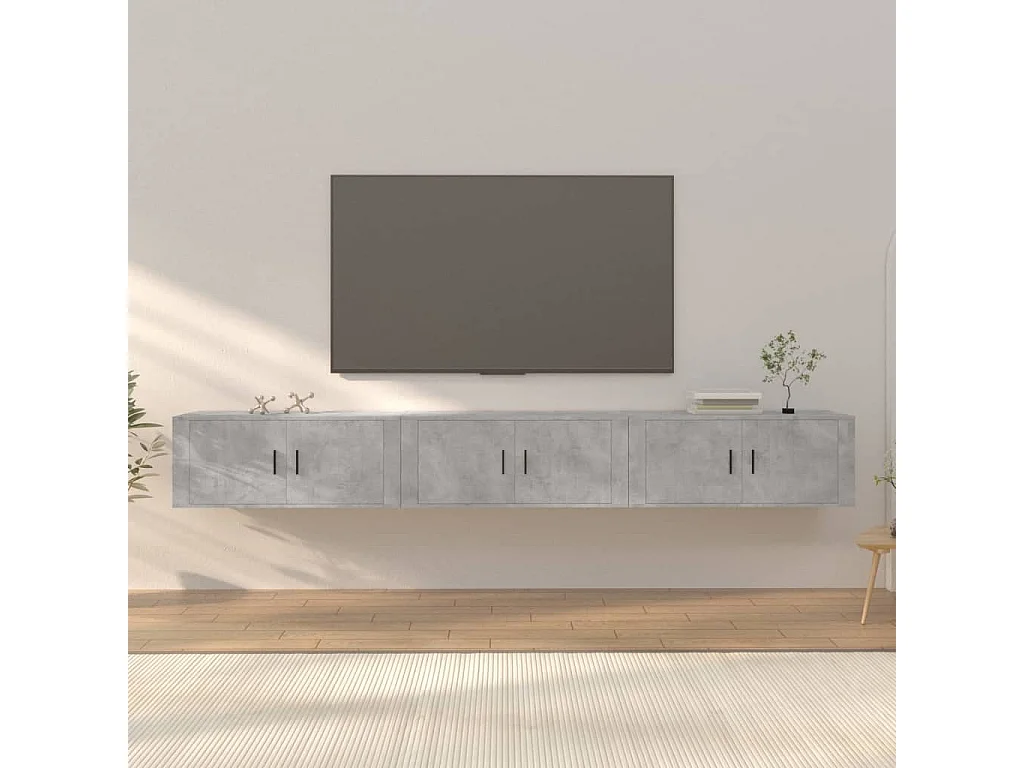 Mobili Porta TV a Parete 3 pz Grigio Cemento 100x34,5x40 cm
