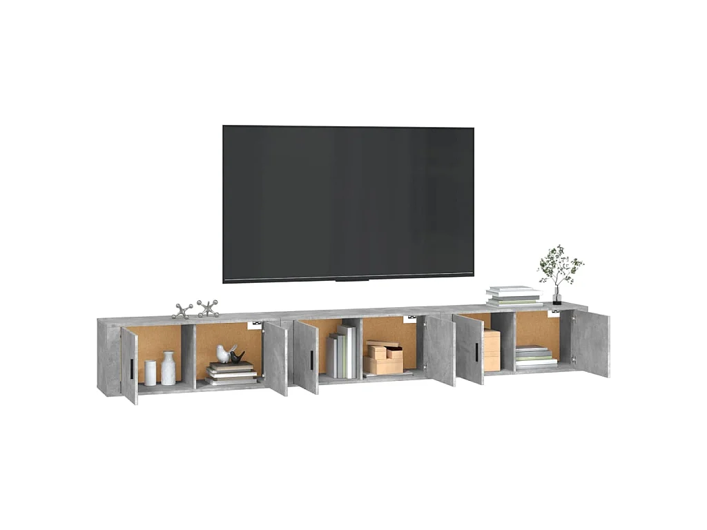 Meubles TV muraux 3 pcs gris béton 100x34,5x40 cm