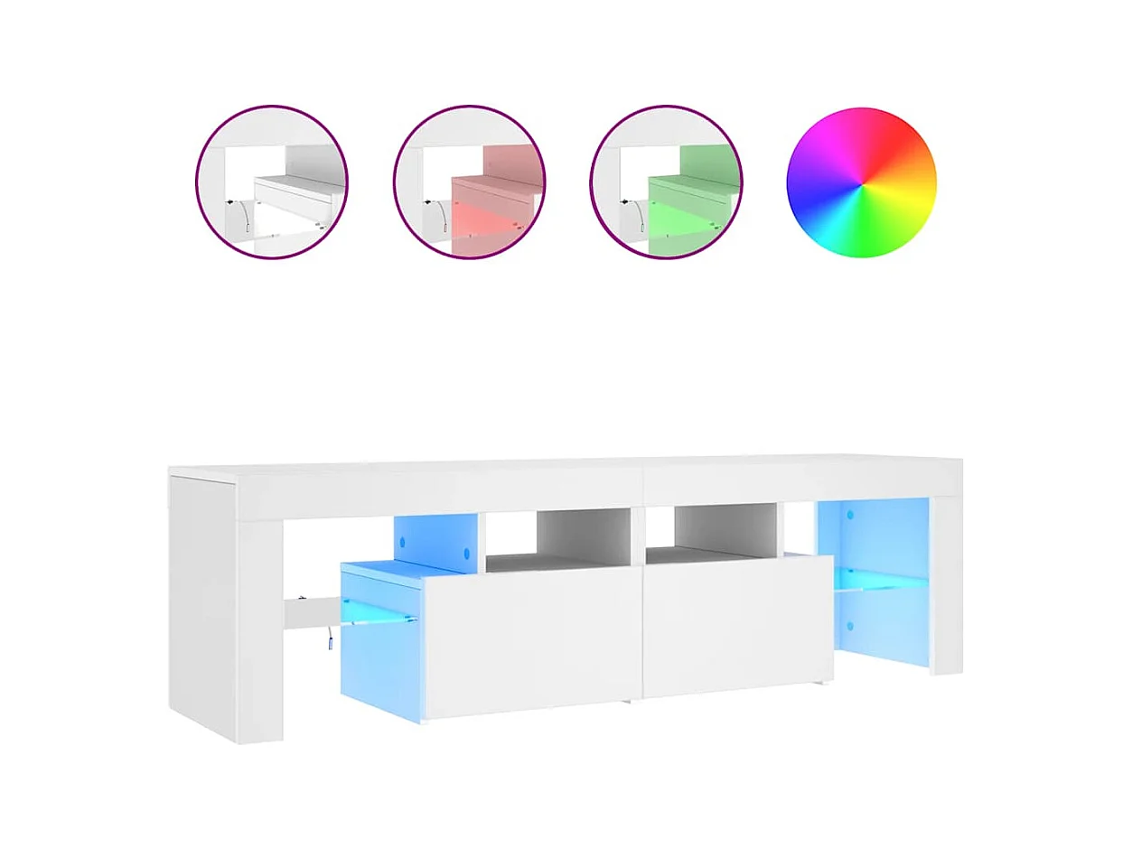 Meuble TV avec lumières LED Blanc 140x36,5x40 cm