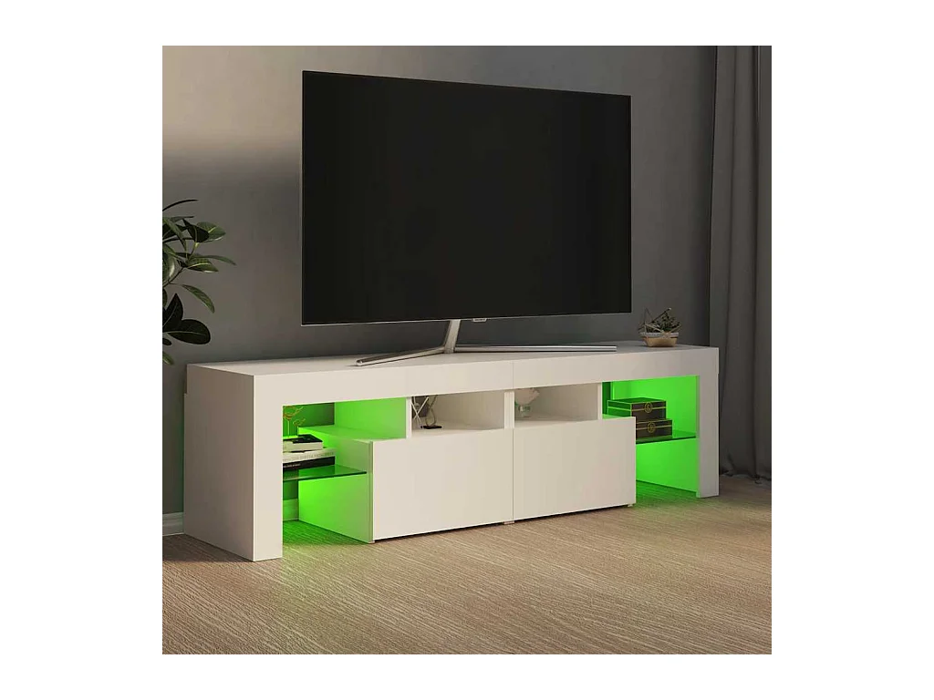 Meuble TV avec lumières LED Blanc 140x36,5x40 cm