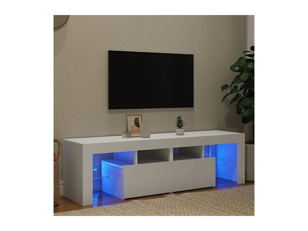 TV-Schrank mit LED-Beleuchtung Weiß 140x36,5x40 cm
