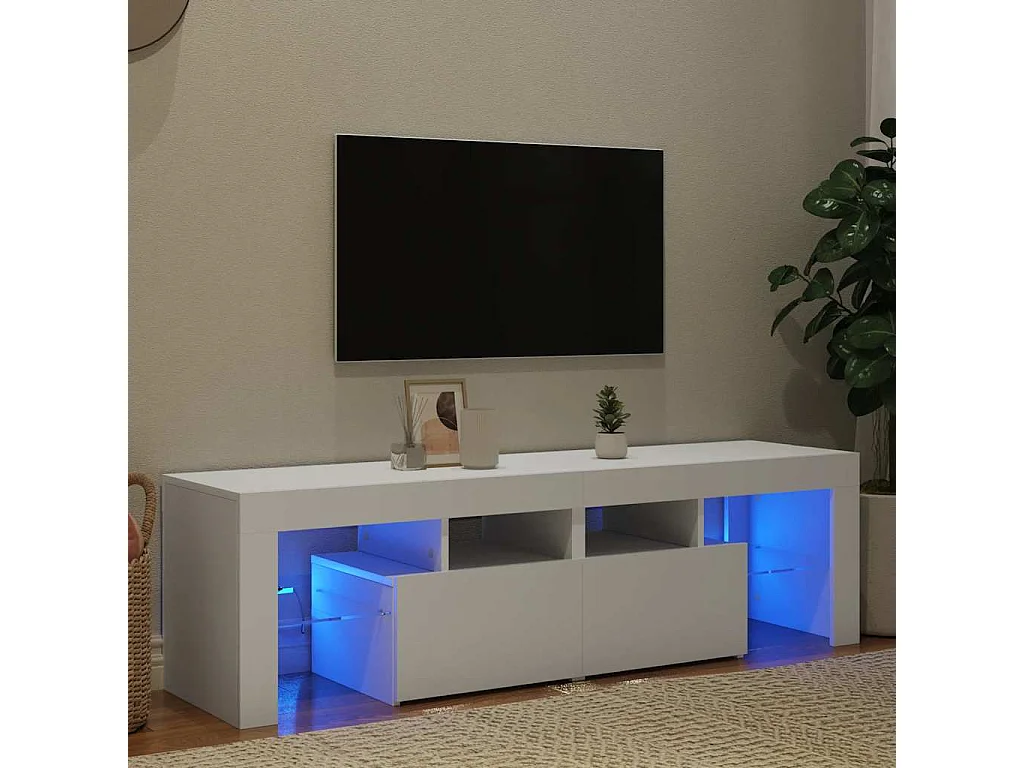 Tv-meubel met LED-verlichting 140x36,5x40 cm wit