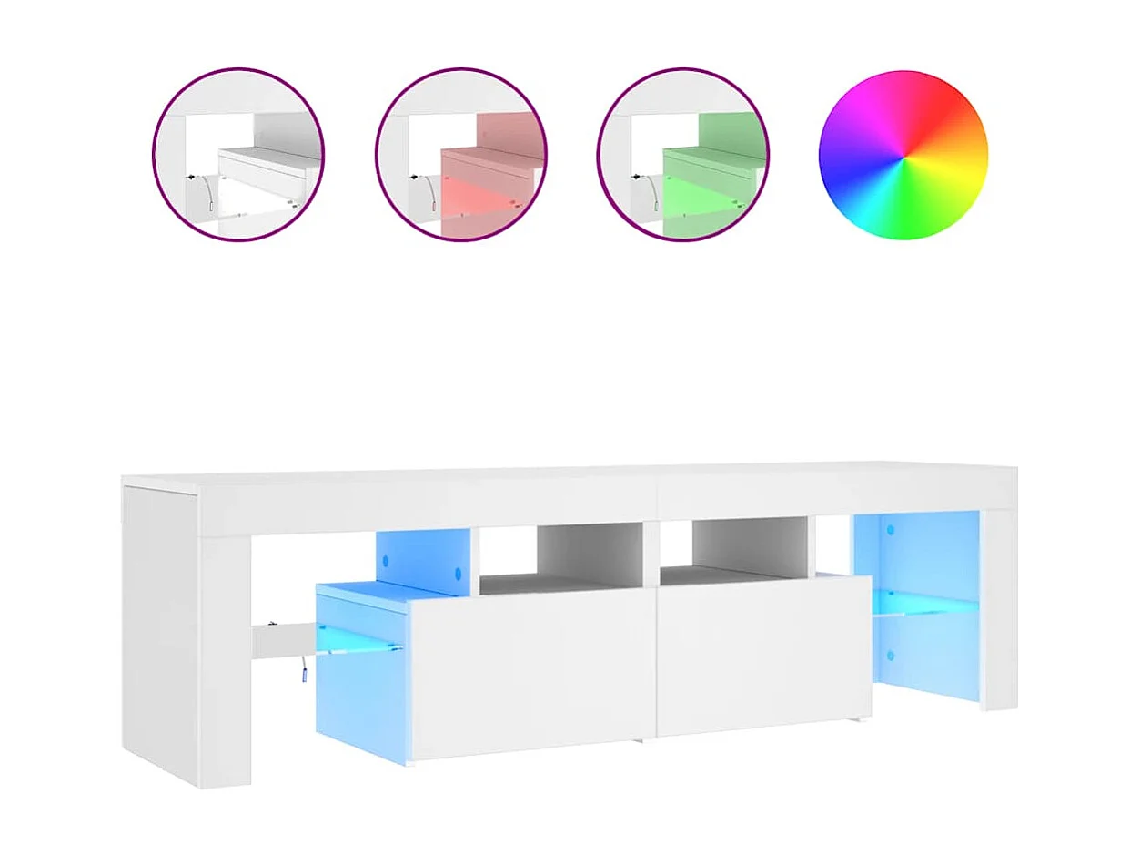 Tv-meubel met LED-verlichting 140x36,5x40 cm wit