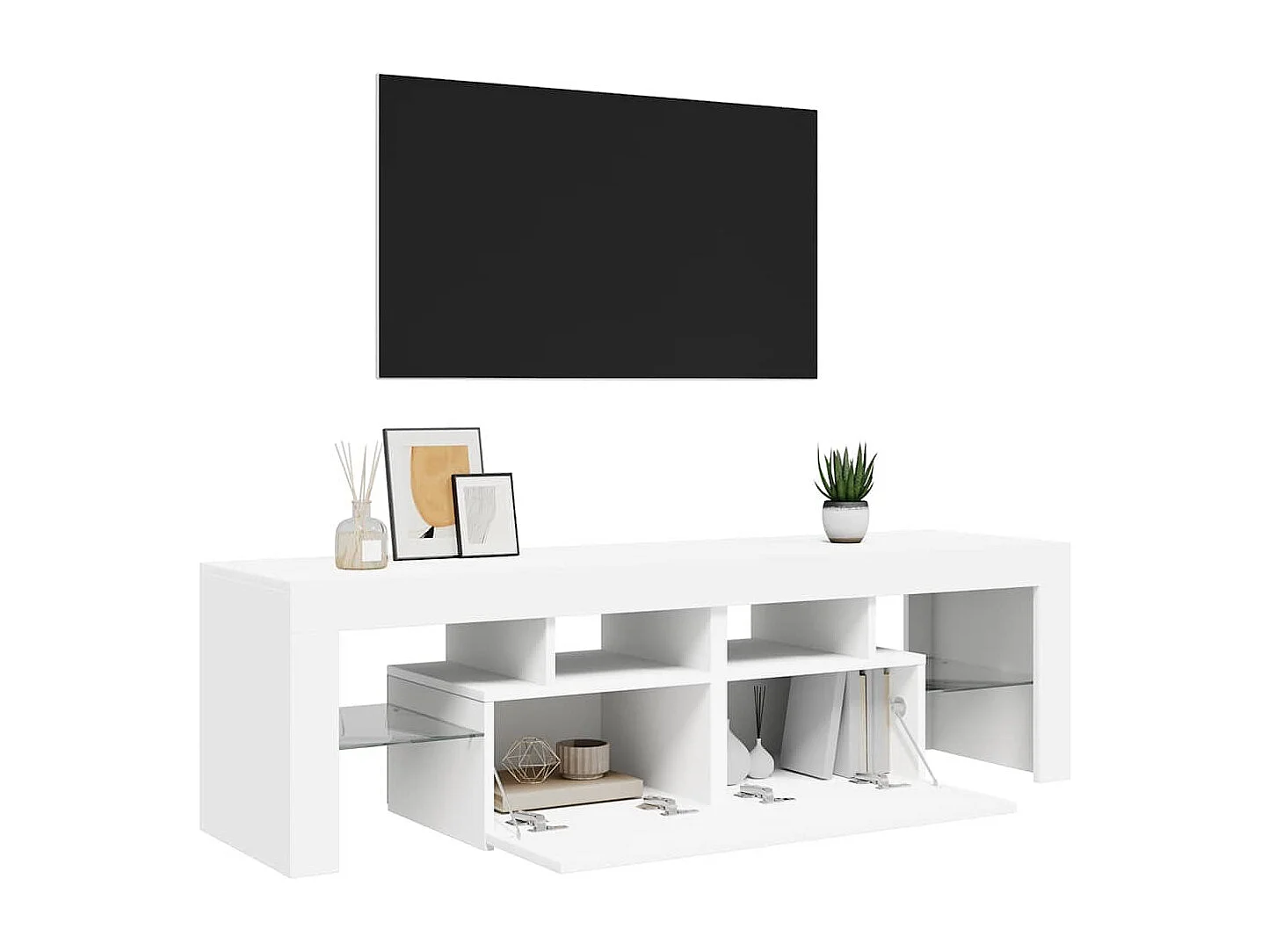 Tv-meubel met LED-verlichting 140x36,5x40 cm wit