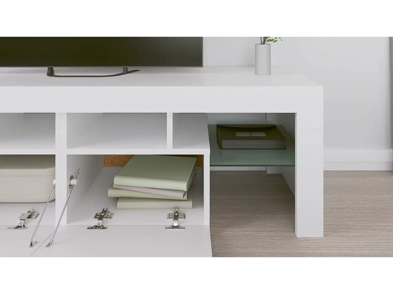 Meuble TV avec lumières LED Blanc 140x36,5x40 cm