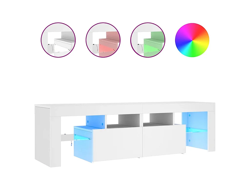 Meuble TV avec lumières LED Blanc 140x36,5x40 cm