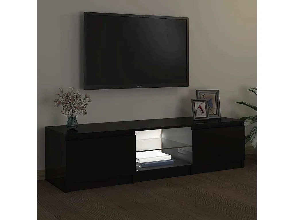 Meuble TV avec lumières LED noir 140x40x36 cm
