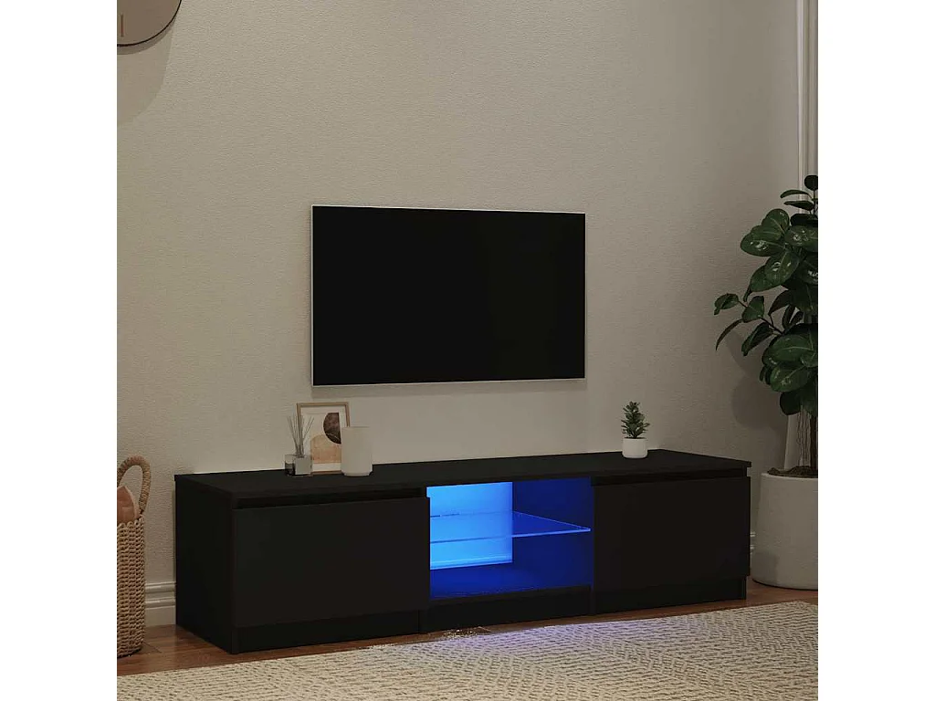 Meuble TV avec lumières LED noir 140x40x36 cm