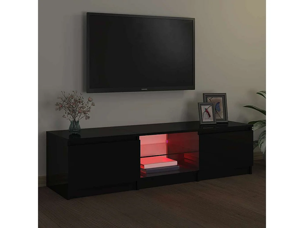 Meuble TV avec lumières LED noir 140x40x36 cm