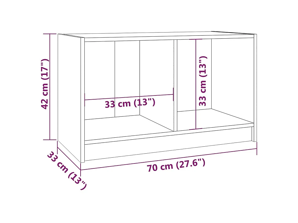 Meuble TV Gris 70x33x42 cm Bois de pin massif