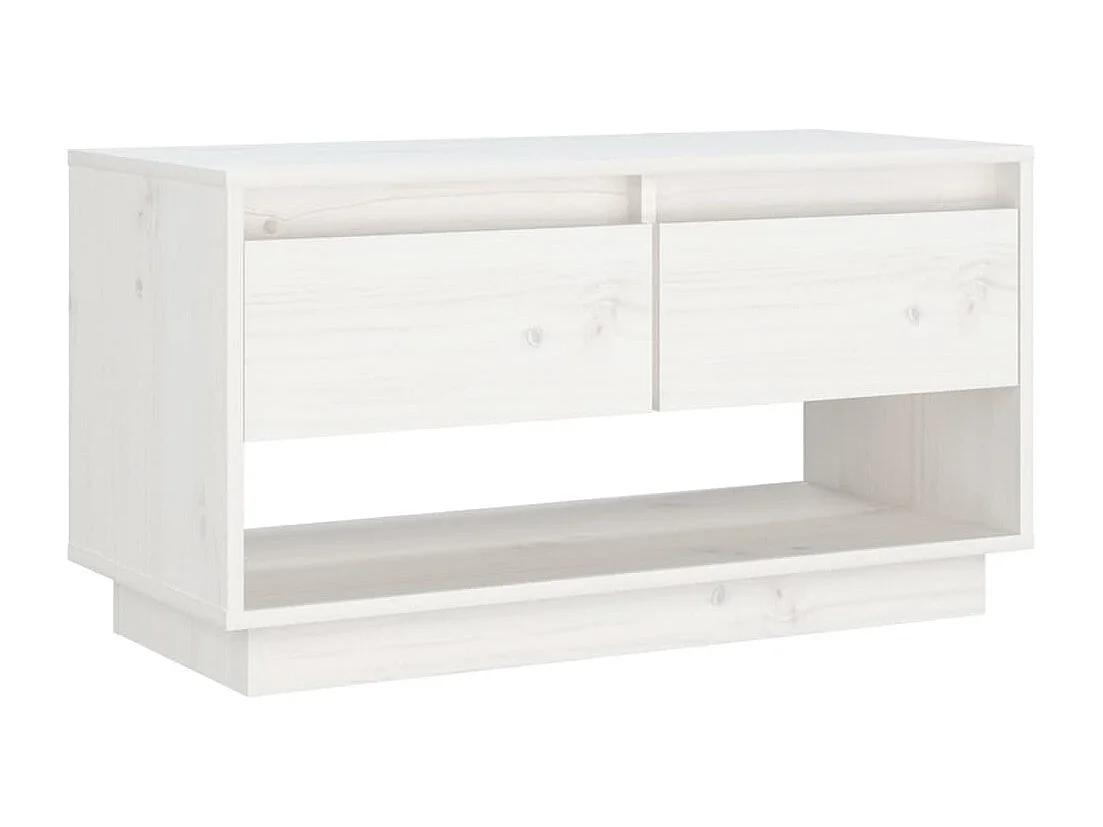 Meuble TV Blanc 74x34x40 cm Bois de pin massif