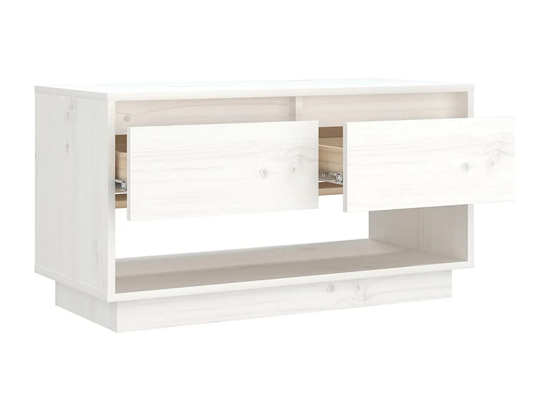 Meuble TV Blanc 74x34x40 cm Bois de pin massif