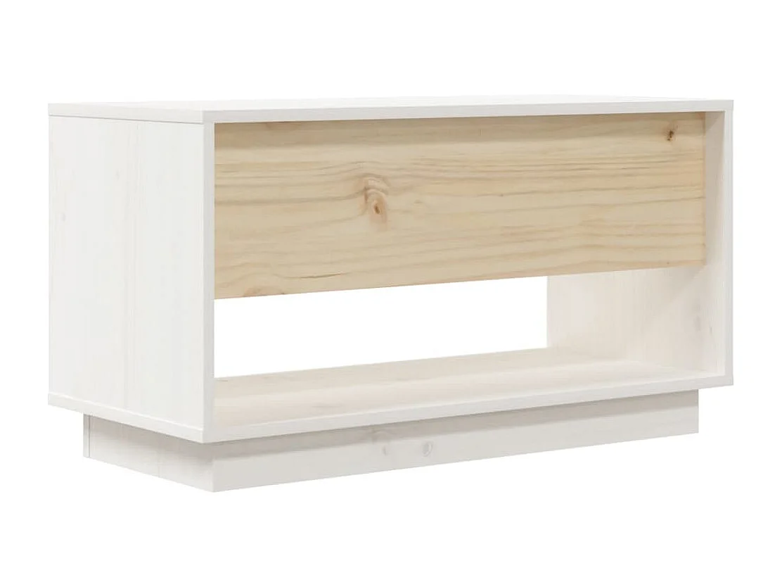 Meuble TV Blanc 74x34x40 cm Bois de pin massif