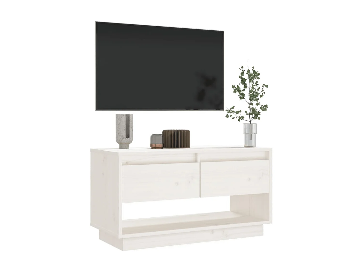 Meuble TV Blanc 74x34x40 cm Bois de pin massif