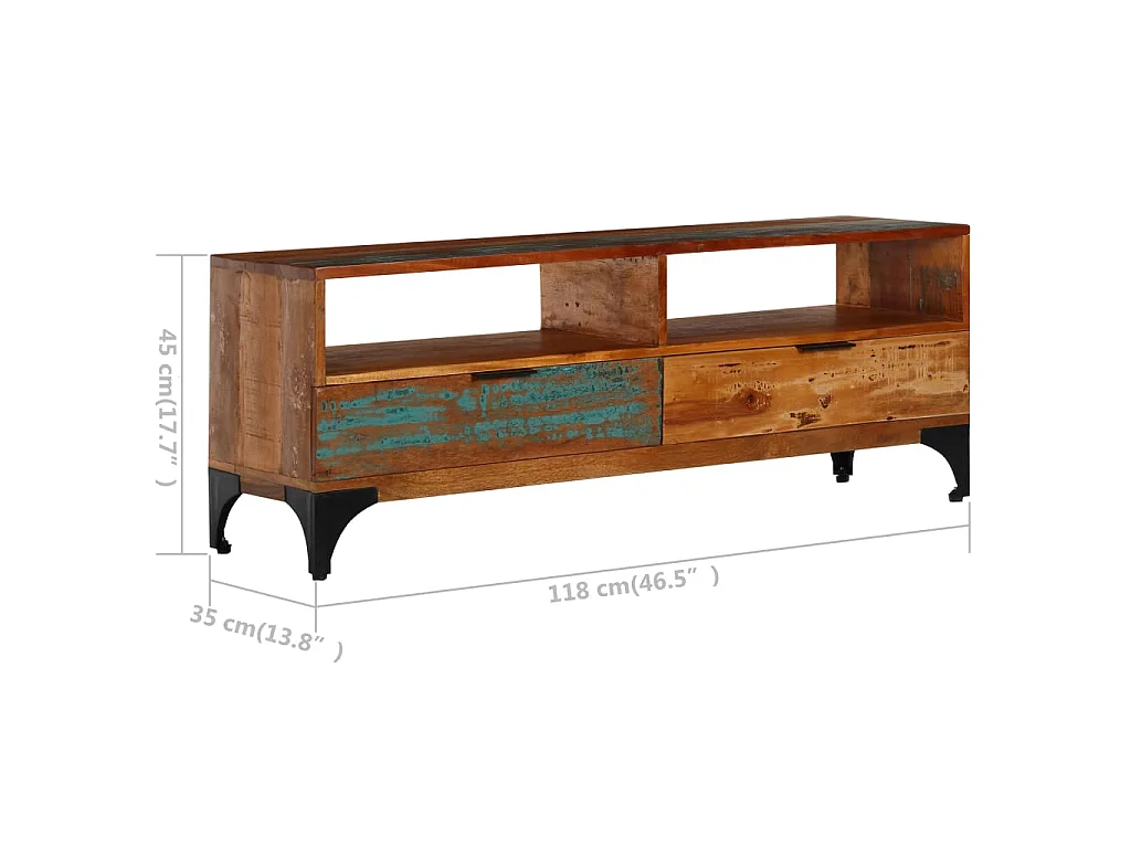 Mobile Porta TV 118x35x45 cm in Legno Massello di Recupero