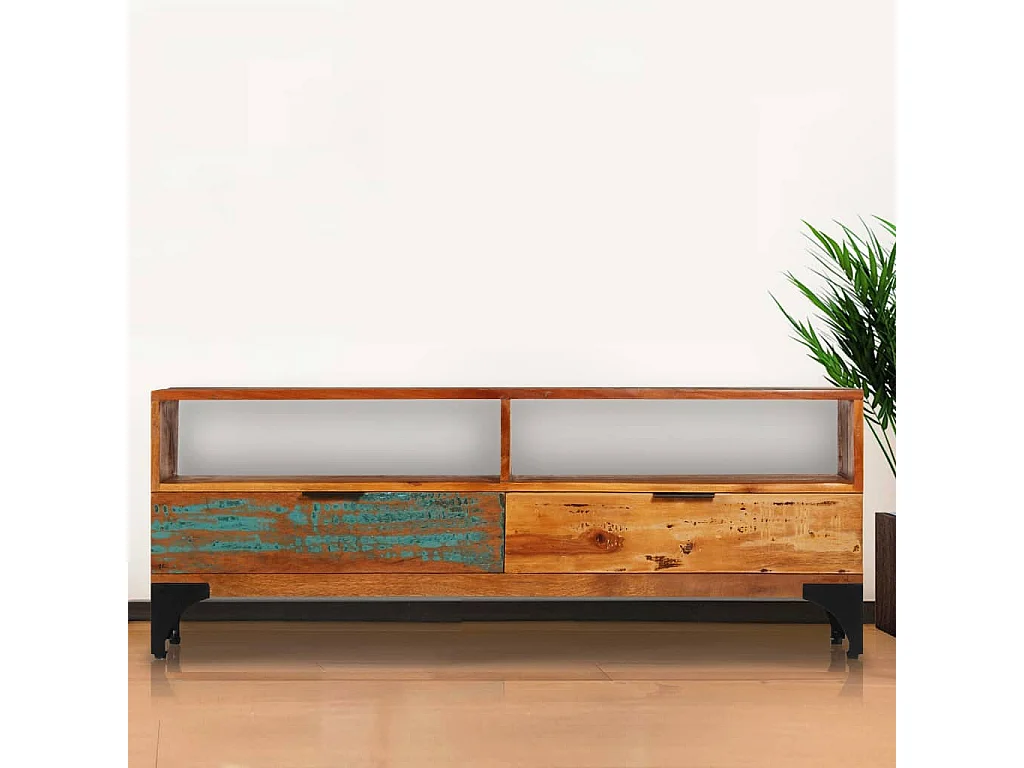 Mobile Porta TV 118x35x45 cm in Legno Massello di Recupero