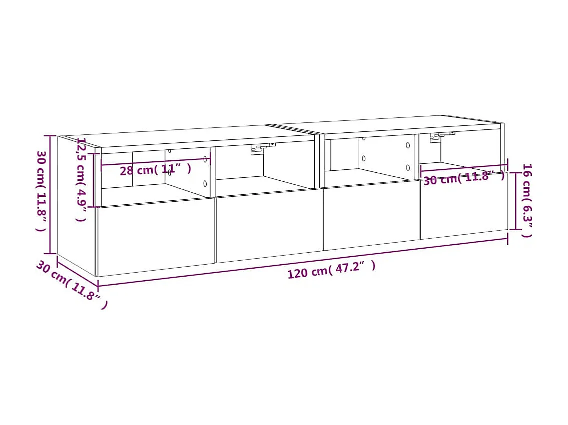 TV-Wandschränke 2 Stk. Grau Sonoma 60x30x30 cm Holzwerkstoff