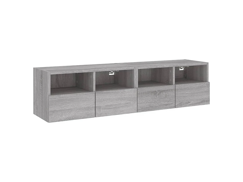 Mobili TV Muro 2pz Grigio Sonoma 60x30x30 cm Legno Multistrato