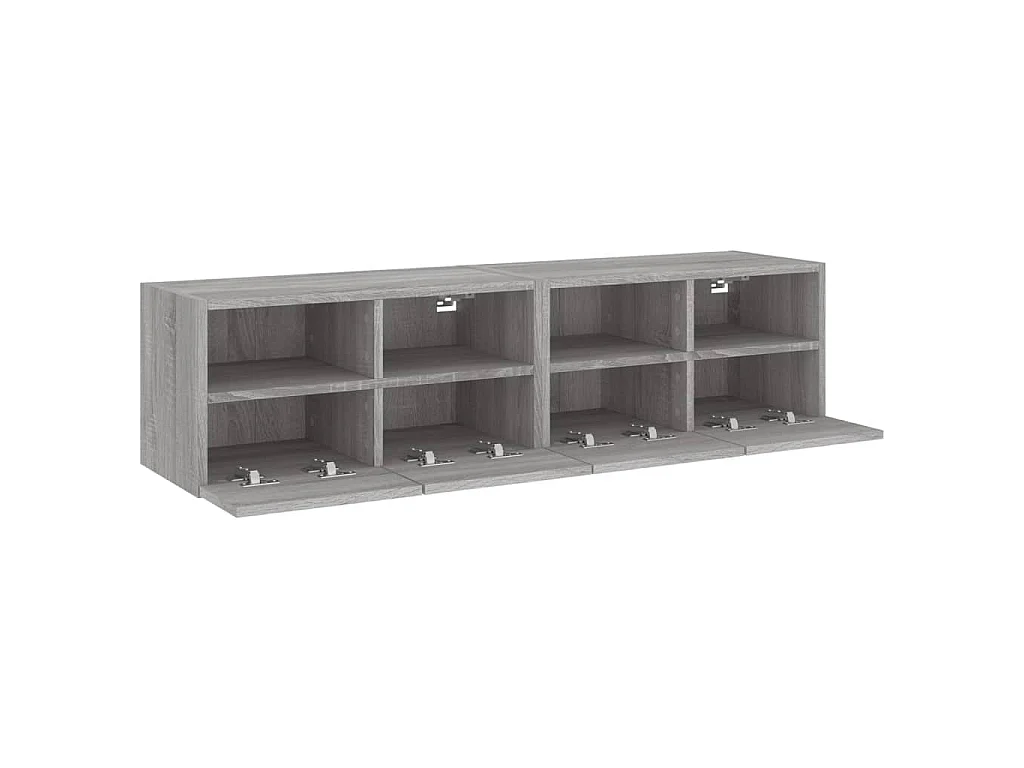 Mobili TV Muro 2pz Grigio Sonoma 60x30x30 cm Legno Multistrato