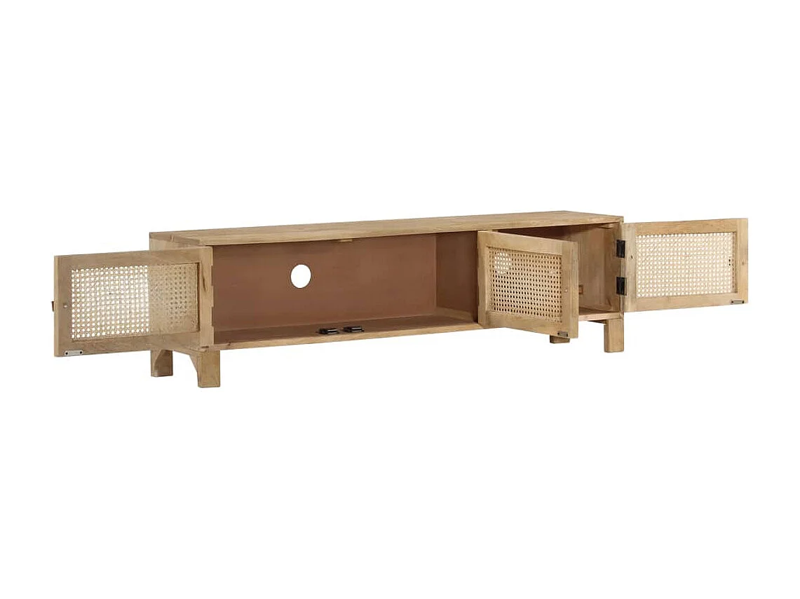 TV-Schrank 140x30x40 cm Mango Massivholz und Rohrgeflecht
