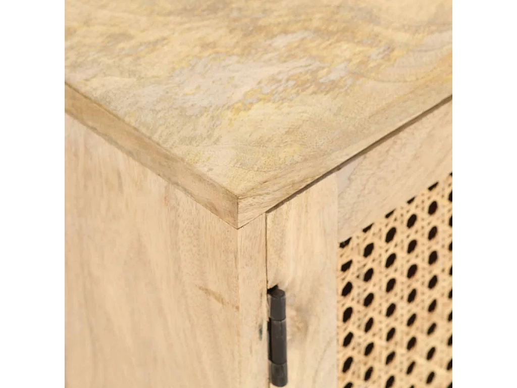 TV-Schrank 140x30x40 cm Mango Massivholz und Rohrgeflecht