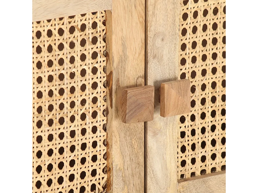 TV-Schrank 140x30x40 cm Mango Massivholz und Rohrgeflecht