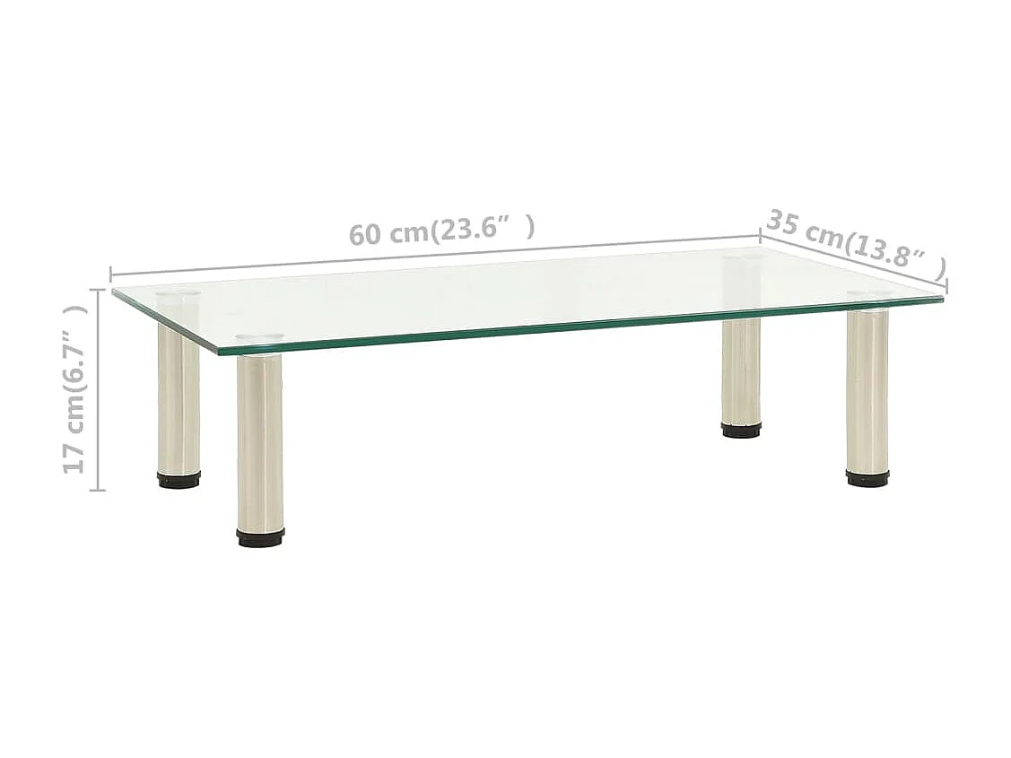 322763  TV Stand Transparent 60x35x17 cm Tempered Glass