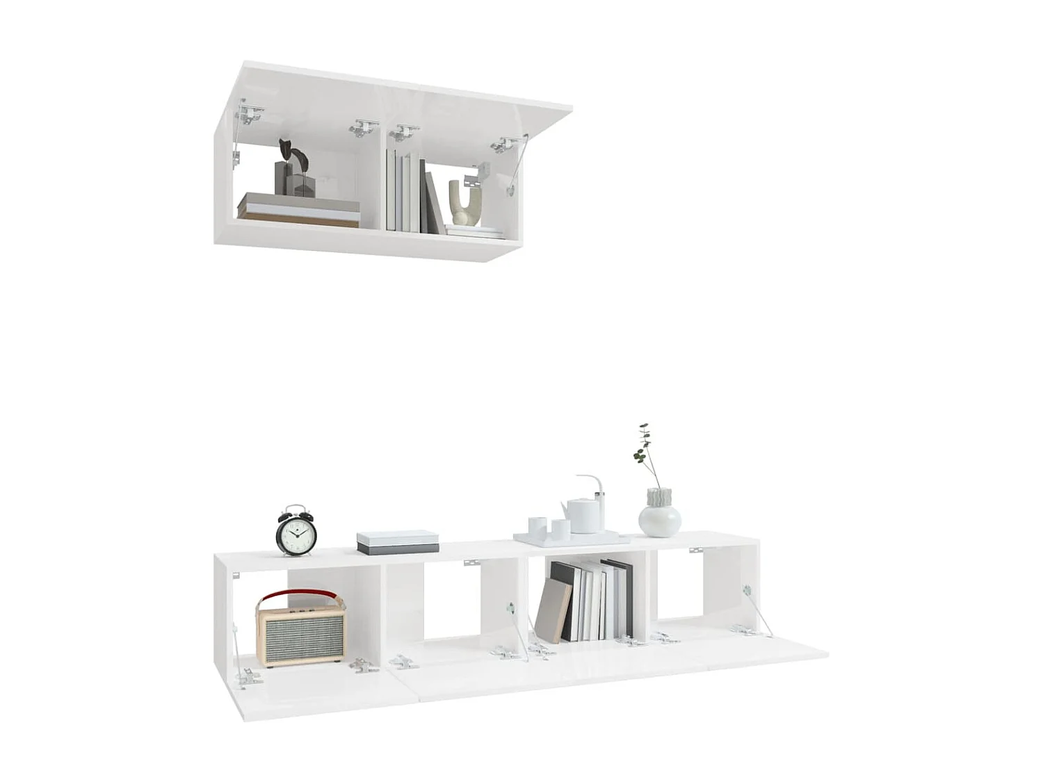 Ensemble de meubles TV 3 pcs Blanc brillant Bois d'ingénierie