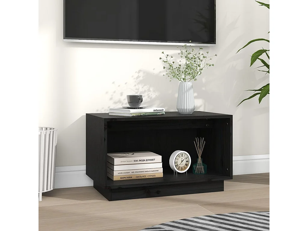 Móvel de TV 60x35x35 cm madeira de pinho maciça preto