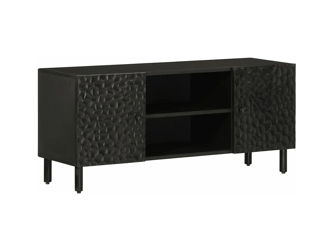 Mobile Porta TV Nero 105x33x46 cm in Legno Massello di Mango