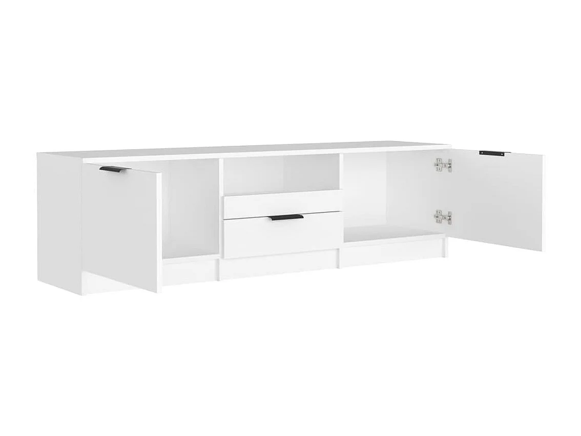 Mobile TV Bianco 140x35x40 cm in Legno Massello