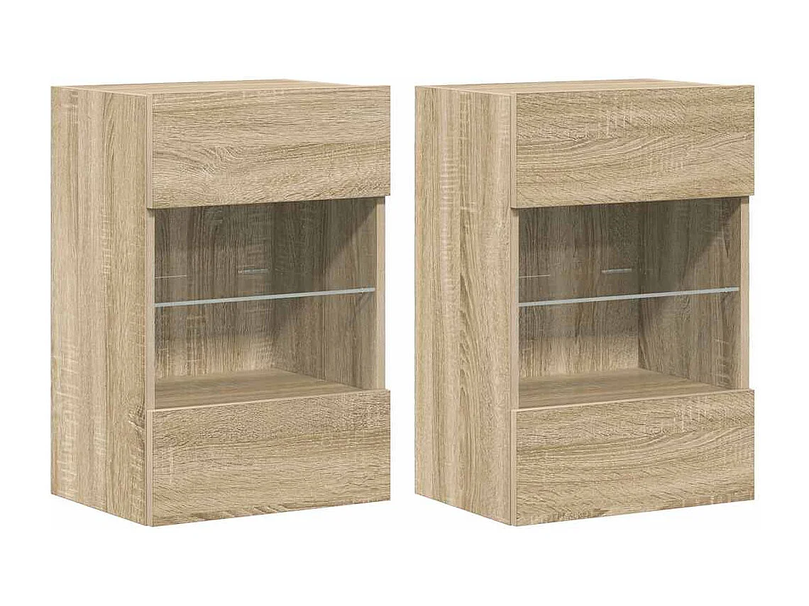 Mobili da parete con luci LED per TV 2pz Rovere Sonoma 40x30x60,5 cm