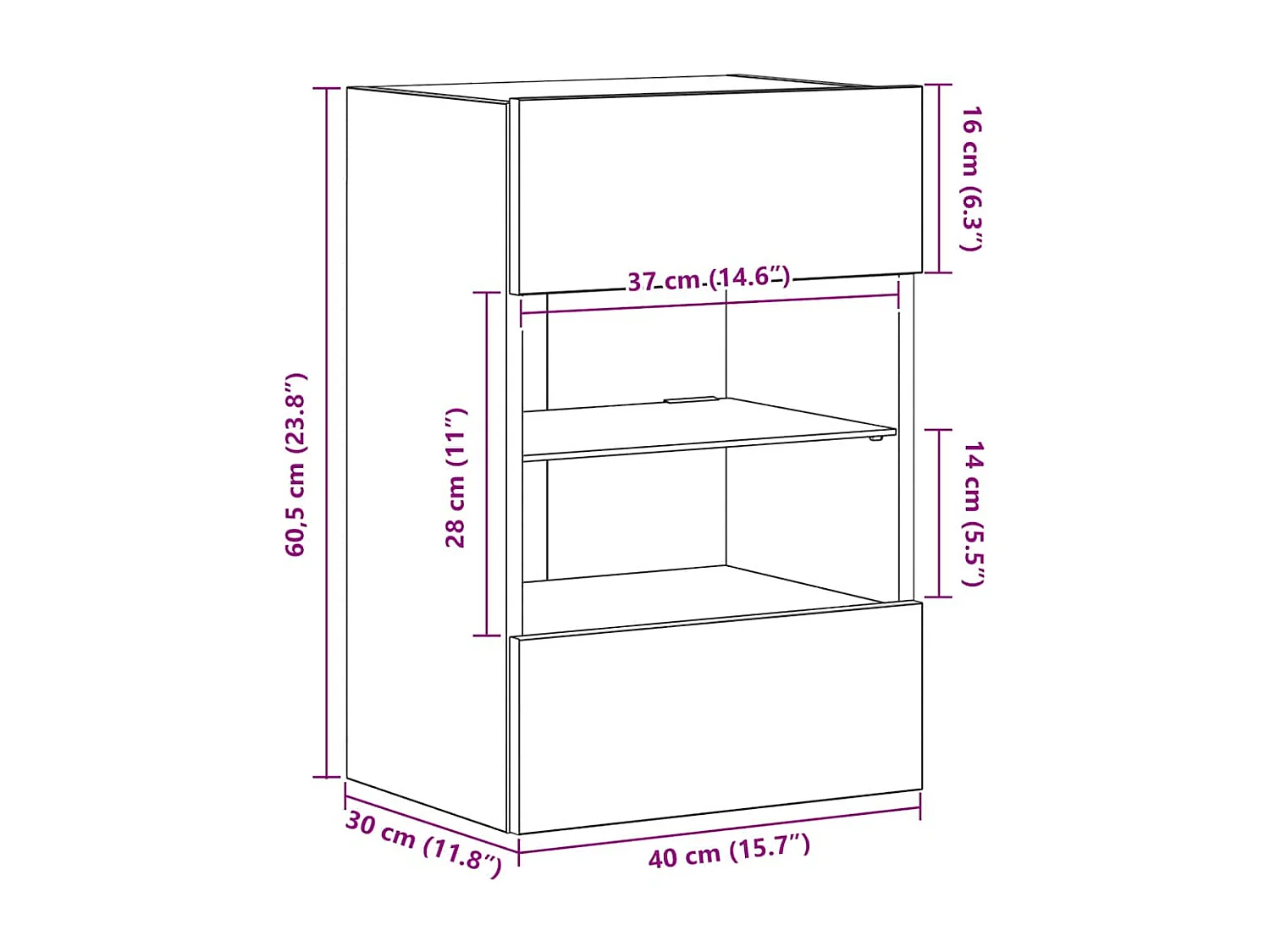 Mobili da parete con luci LED per TV 2pz Rovere Sonoma 40x30x60,5 cm